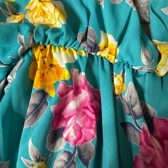 Peach Love California Floral Off-Shoulder Top - Teal and Pink Size S, M NWOT - Picture 11 of 16